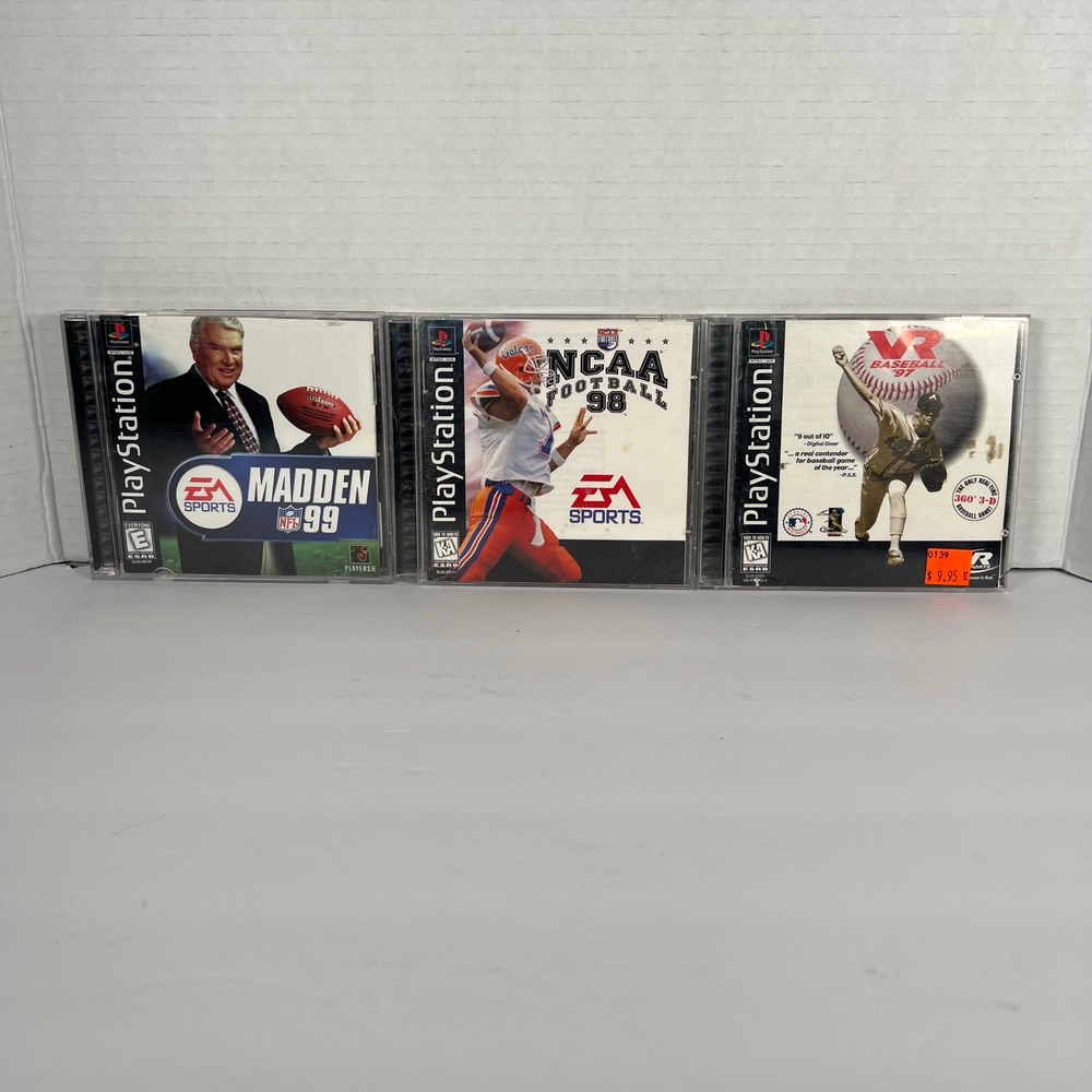 PS1 Sports Game Bundle Madden NFL‎ 99 NCAA Football 98 VR Baseball 97 Sony PS1